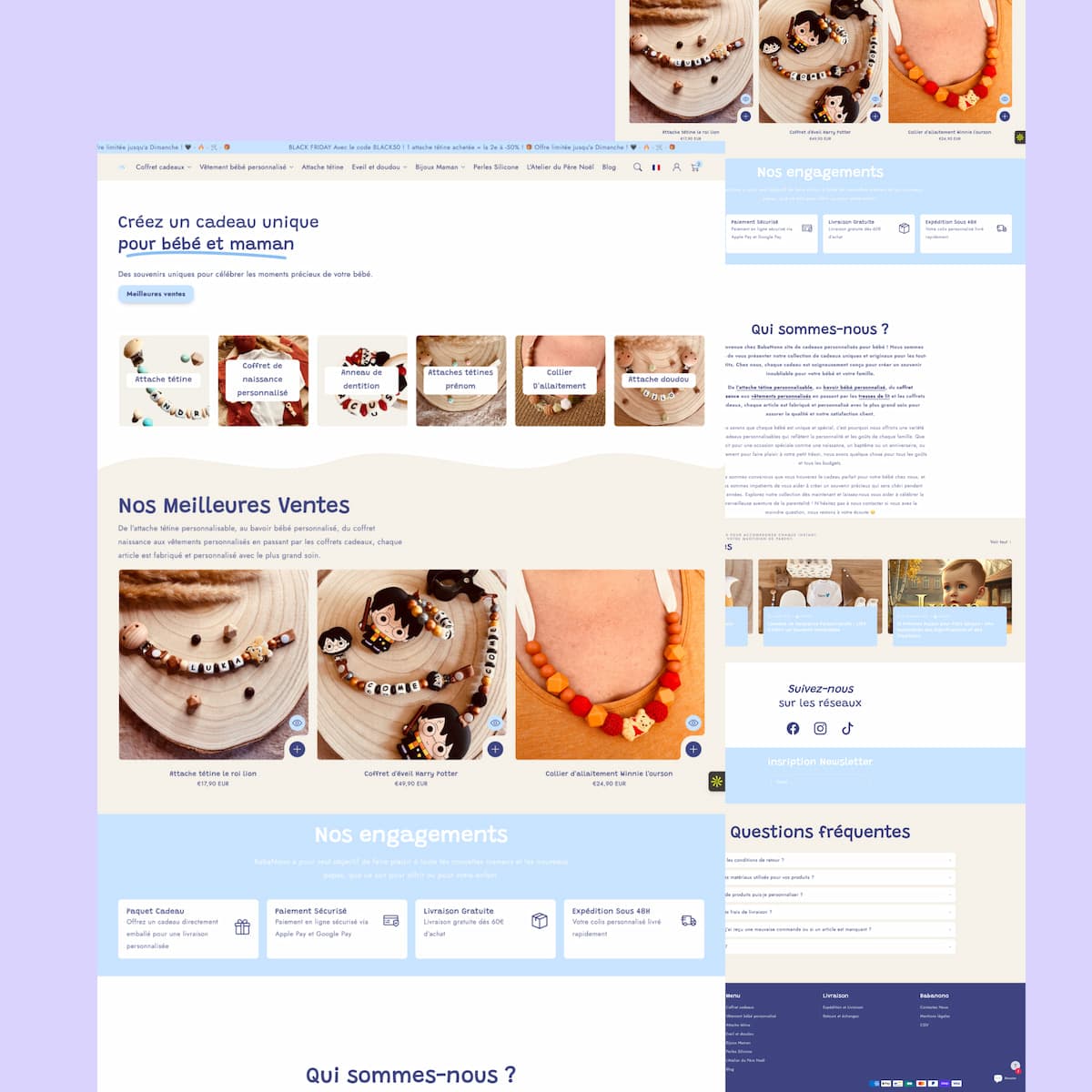 Babanono - Accessoires Bébé - Boutique Shopify créée par Skyaksa, agence spécialisée e-commerce